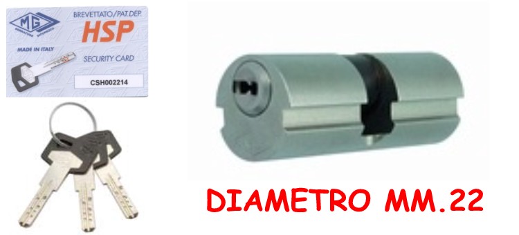 Cilindro MG HSP tondo diametro 22 mm. lunghezza mm.62